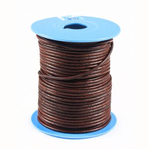 Cordón redondo de cuero 3mm marrón antiguo