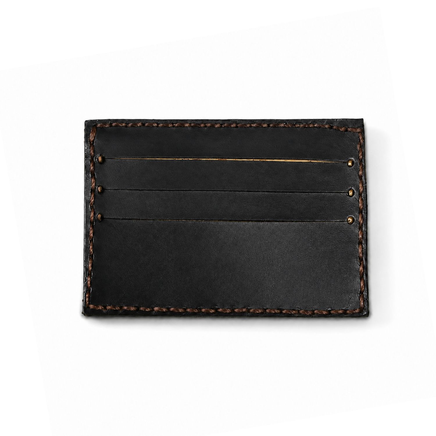 Black leather manual card holder